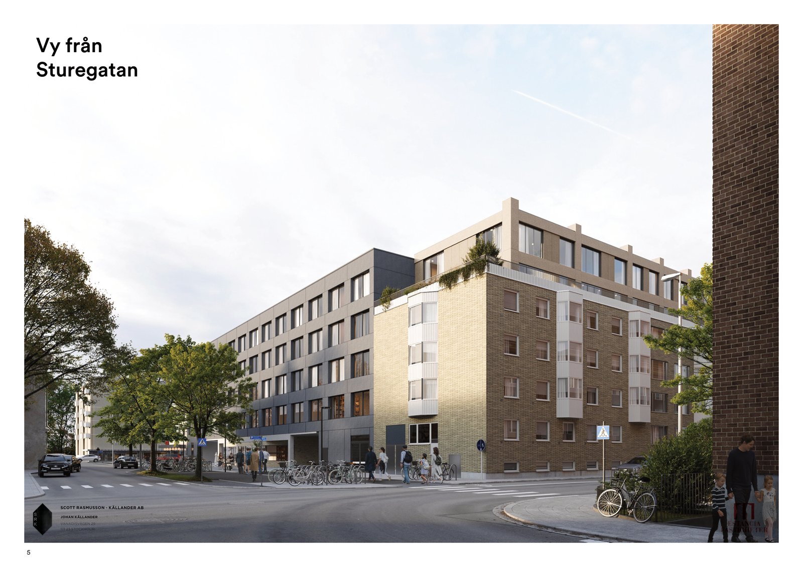 Vy från Sturegatan över tillbyggnaden i Kv Sigrun, Uppsala.